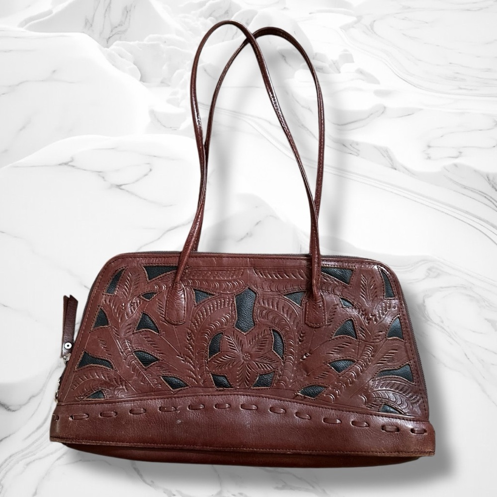 J.L. Saldivar Handmade Western Style Hand Tooled Leather With Floral Cut Outs